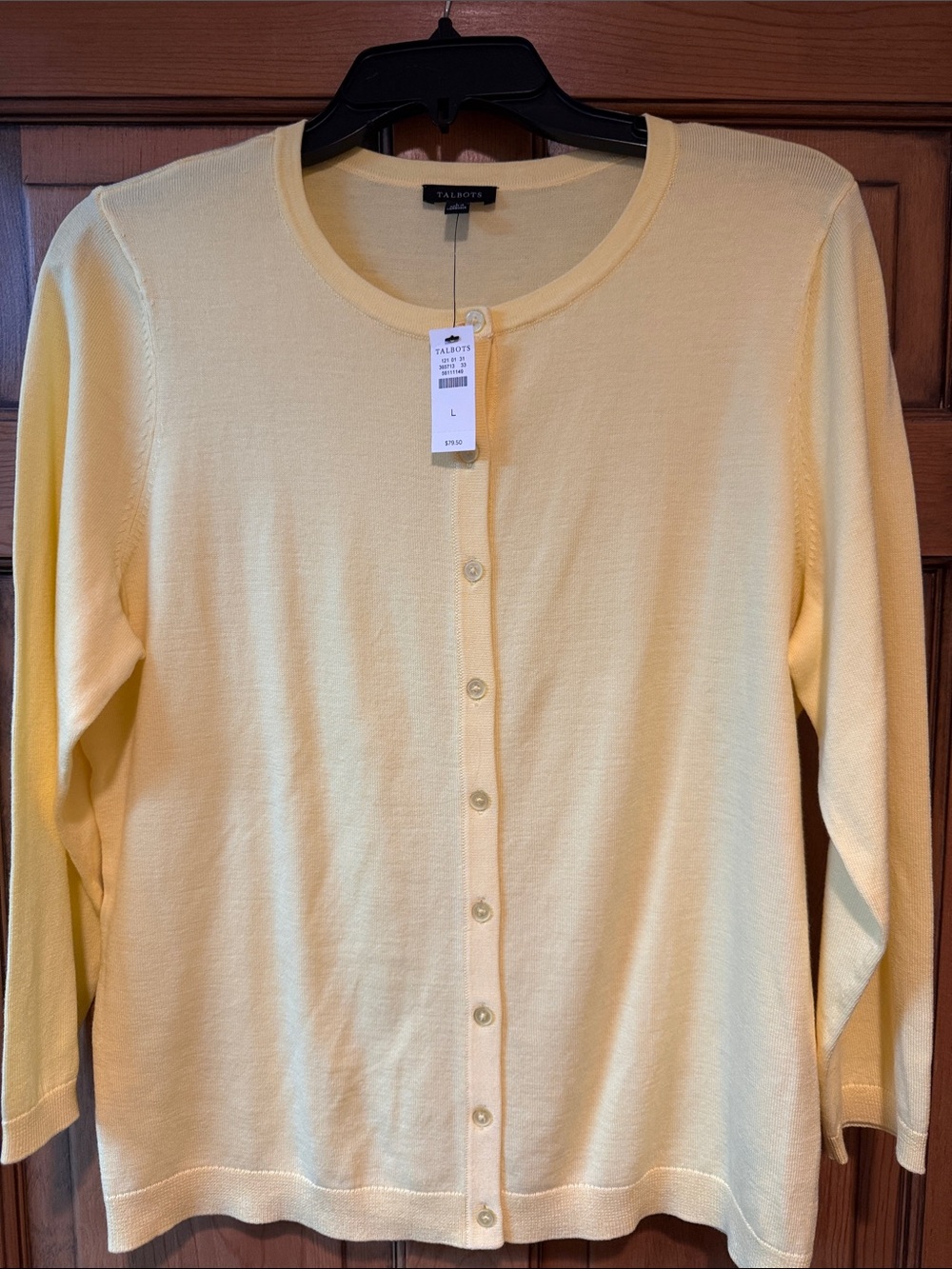 Talbots Yellow Crewneck Button Cardigan